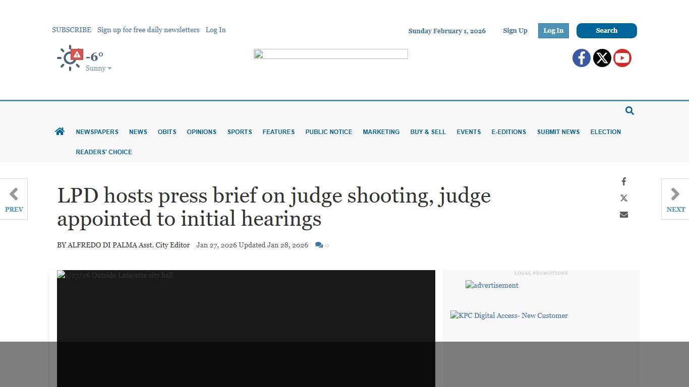 Lafayette Police hosts press brief on judge shooting, judge appointed to initial hearings State kpcnews.com